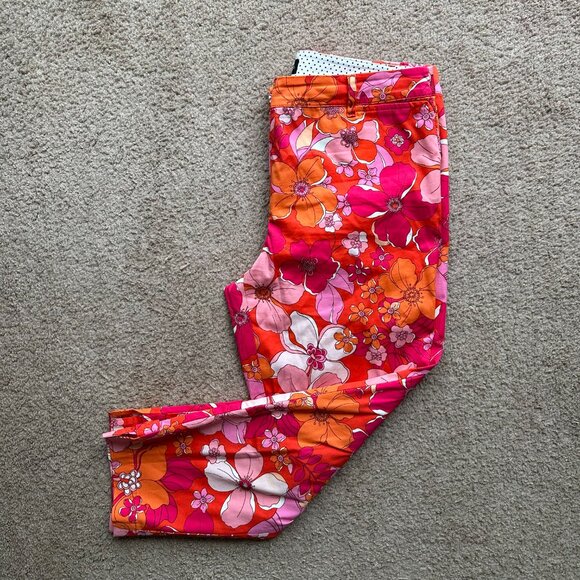 Talbots Pants Womens 10 34x25 Perfect Crop Floral Bright Mid Rise - Picture 13 of 14